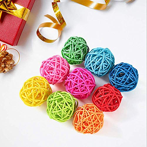 VUAOHIY 100 Pieces Bird Toy Rattan Balls Parrot Wicker Ball Birds Toy Parakeet Chewing Toys Pet Cage Bite Toys for Parakeet Budgie Cockatoo Decoration DIY Party Wedding 30mm Multi-Colored (100 Pcs) - Thumbnail 7