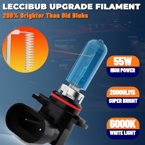 Image of Headlight Bulbs Compatible With GMC Acadia 2013-2019, 9012 High Low Beam Halogen Light Bulb Combo, Super Bright 6000K White, Plug and Play, Pack of 2
