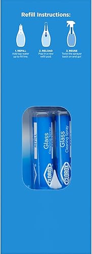 Miniatura 12 de Clorox Glass Cleaner Cleaning System with one Reusable Bottle Plus 2 Refill Cartridges, Household Essentials, 3 Piece Set