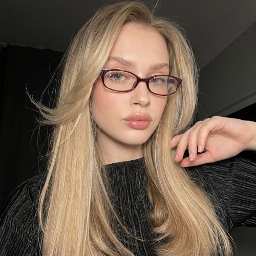 Image of DreamCalf Trendy Fake Glasses Small Rectangle Y2K Eyewear with Anti Blue Light for Women's Cosplay and Daily Style