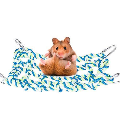 Fdit socialme-EU Piccolo Animale griglia Amaca Pappagallo Colore Tessuto Corda per Arrampicata Corda Ciondolo colorato Uncinetto Maglia Mascotte reti Giocattoli