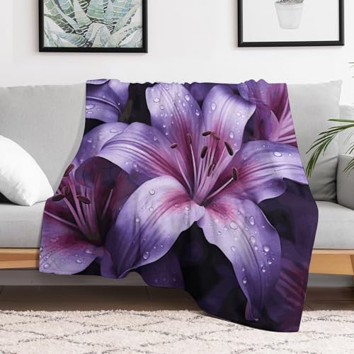 Couverture flanelle extra large violette contre le froid, plaid microfibre doux pour lit - 7