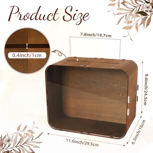 Image of OurWarm Wooden Wedding Card Box for Reception, Rustic Gift Card Boxes for Wedding with Acrylic Window, Large Wood Envelope Money Card Box for Party Graduation Birthday Baby Shower Decorations
