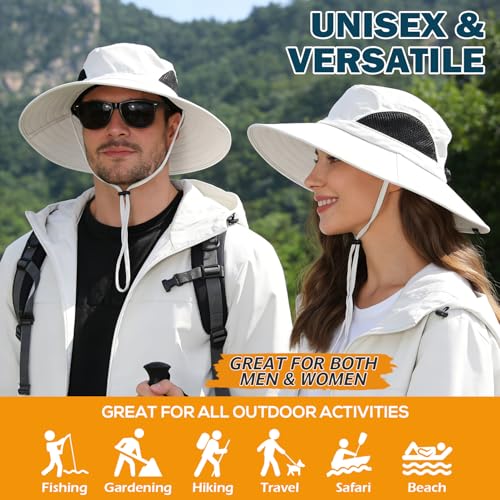 Image of Wide Brim Sun Bucket Hat, Waterproof Boonie Hat for Men & Women | UPF 50+ UV Protection, Adjustable Fit, Chin Strap & Sweatband, Foldable Durable for Fishing Hiking Garden Beach