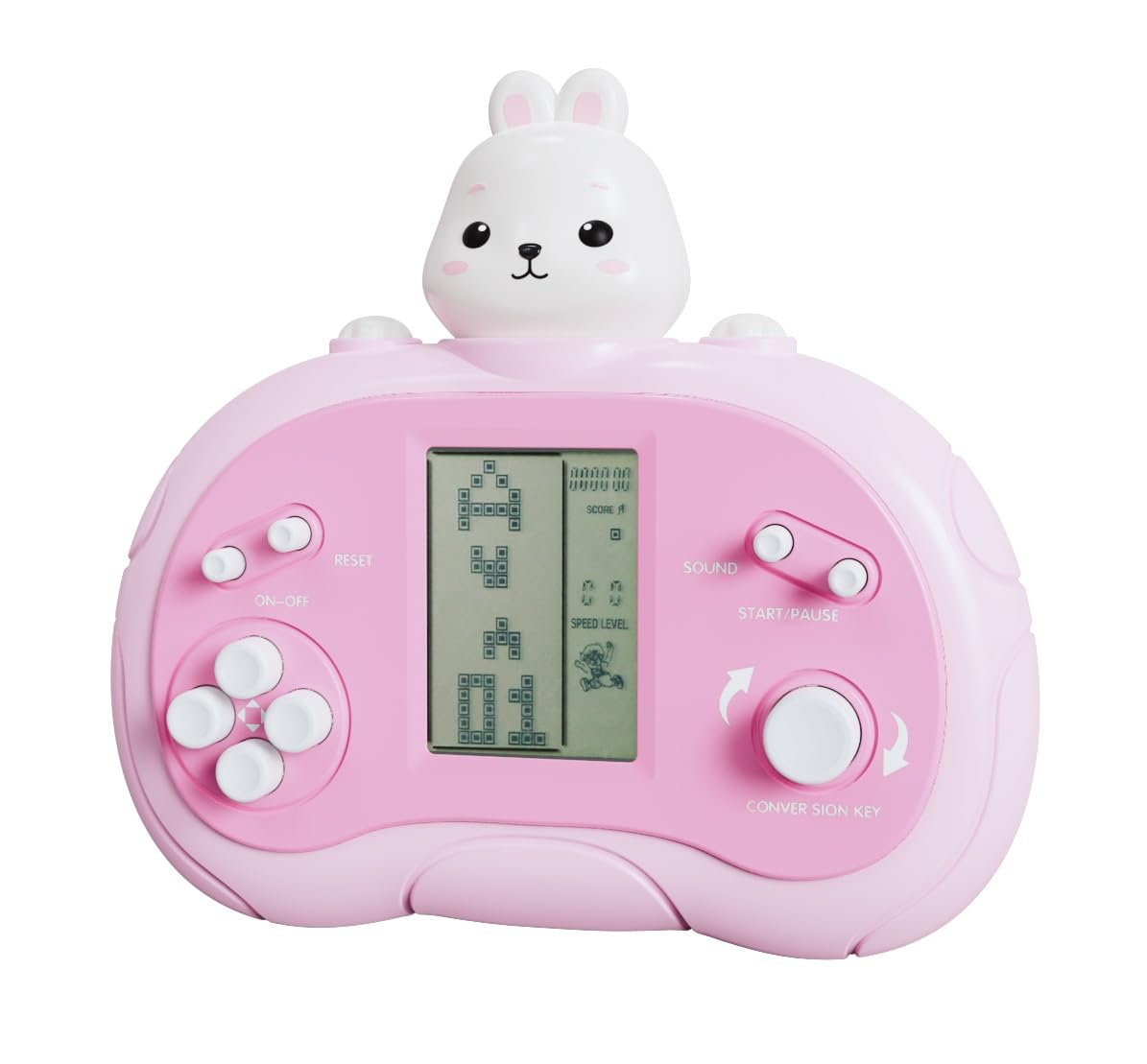 LZYCH Cute Cartoon Block Game Console Compact Portable 26 Retro Game Bricks/Race/Tank Combat Adjustable Difficulty/Speed Children/Student Birthday/Holiday Puzzle Cube Toys (Pink)