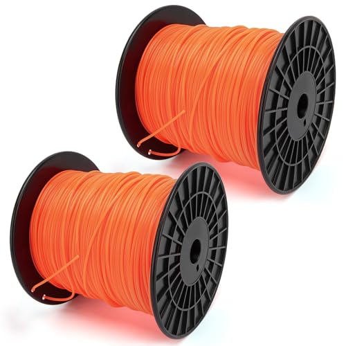 Lucky Seven 095 Trimmer Line (2-Pack) 780FT – Heavy Duty .095 Weed Eater String, Commercial Grade Round 0.095 Inch Trimmer Line – Compatible with Echo, Husqvarna, Ryobi, Stihl (Orange, 3LB)