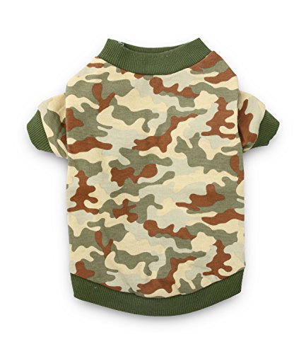 DroolingDog Dog Clothes Dog Camo Costume T Shirt Pet Tee Shirts Puppy Apparel for Small Dogs Boy, Small, Green