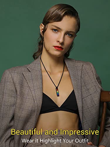 PROSTEEL LGBT Rainbow Necklace for Men, Gold Plated/Black Stainless Steel Bar/Dog Tag Pendant, Lesbian Gay Pride Necklace Jewelry, Come with Box2