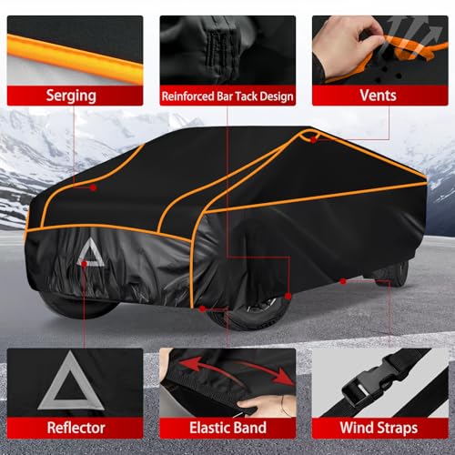 Image of Specialized Hail Protector Replace for Tesla Cybertruck, Multi-Layered Car Hail Blankets Protector Cover with 5mm Thick High Density EVA Cushioning Foam Pad and Reflective Stripes (Black)