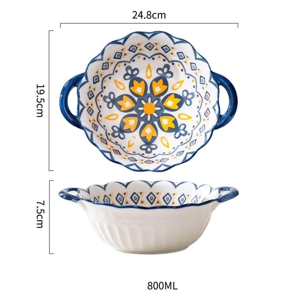 Fuente De Horno Plato De Ensalada Doble Oreja Horno Doméstico Tazón Especial