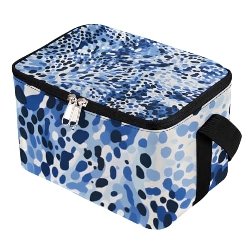Lunch Bags for Women Men 9 Cans,Fashionable Blue Hot & Cold Food Delivery Bag Insulated Grocery Bag Insulated Lunch Box Blue Camo Cooler Bag for Office Work Picnic Beach
