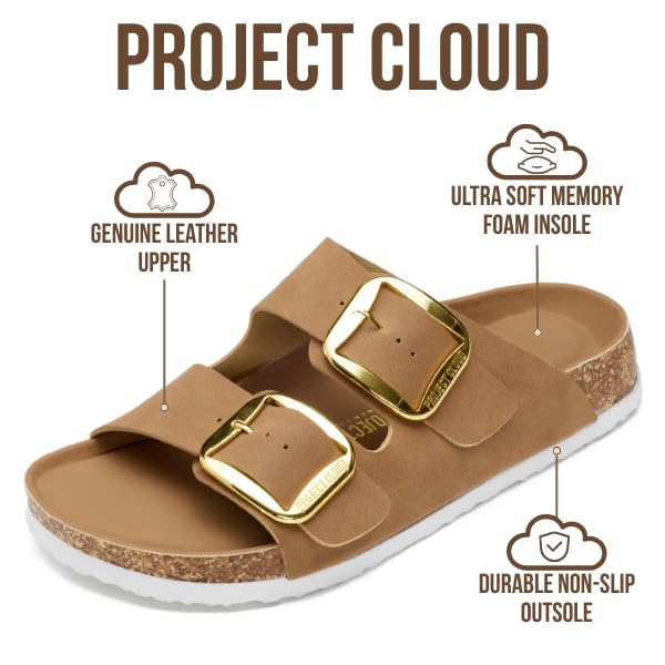 Image of Project Cloud 100% Genuine Leather Footbed Sandals for Women (Santorini)