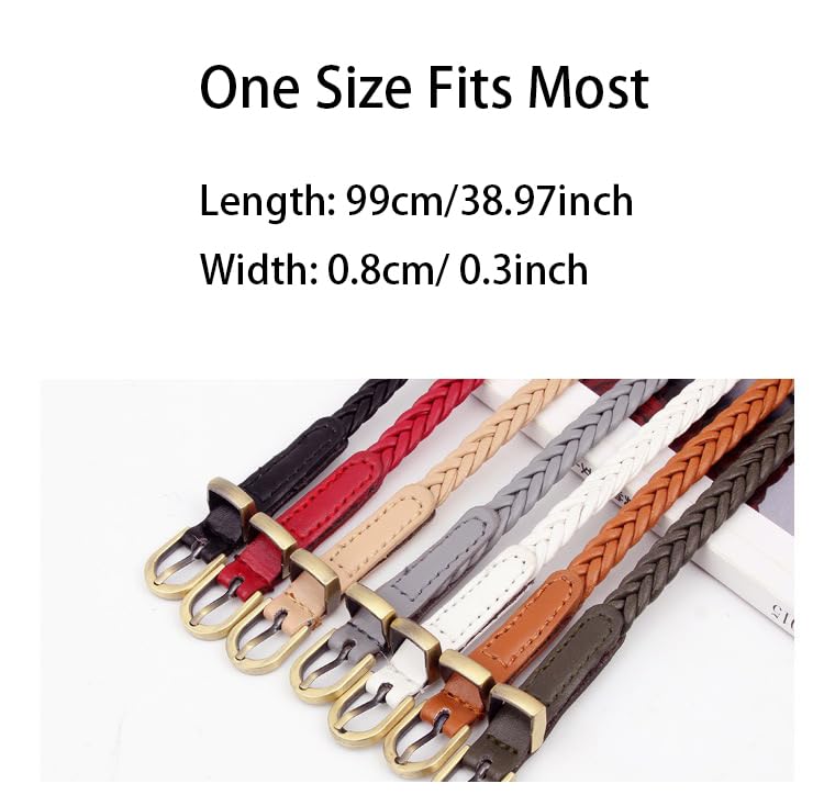 COTIM COYIN Women's Skinny Braided Leather Belts, Thin Woven Waist Belts for Jeans, Pants, Dresses3