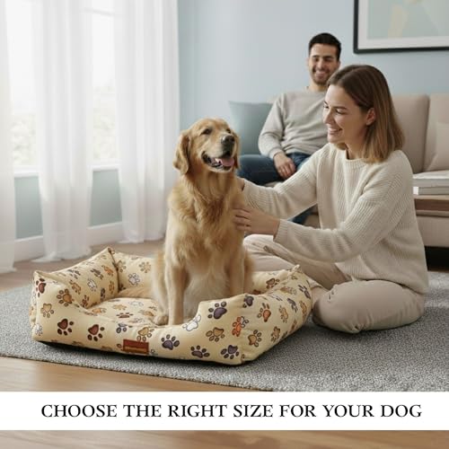 Image of SITSNOOZE XXL Dog Bed (30 to 45kg) for Doberman, Great Dane, Mastiff - Heavy Duty Orthopedic Pet Mattress, Waterproof Washable Big Sofa Lounger, Non-Slip Calming Cushion (Printed, XXL)