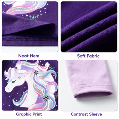 Image of VIKITA Girls Long Sleeve T-Shirt, Cotton Graphic Top