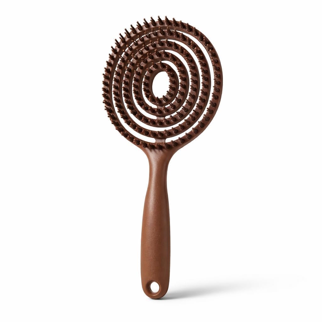 Spiral Detangling Hair Brush for All Hair Types | Wet & Dry Use, Reduces Frizz & Static, Ergonomic Handle, Flexible Bristles, Men & Women