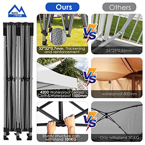 COBIZI-10x20-Heavy-Duty-Pop-up-Canopy-Tent-with-6-sidewalls-Easy-Up-Commercial-Outdoor-Wedding-Party-Tents-for-Parties-All-Season-Wind-Waterproof-Gazebo-Roller-BagWhiteFrame-Thickened