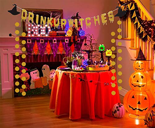 Halloween Party Banner Drink Up Witches Gold Glittery Hat Garland Halloween Party Favor Decorations Supplies by Topfunyy - Image 3