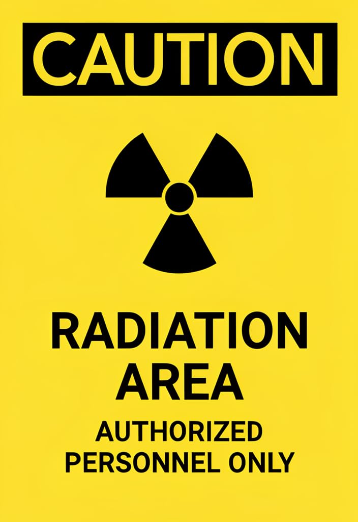 peiyeety Caution Radiation Area Authorized Personnel Only Tin Sign 12x8 Inch, Yellow & Black Metal Warning Plaque with Radiation Symbol, Industrial Wall Decor for Garage, Workshop, Man Cave