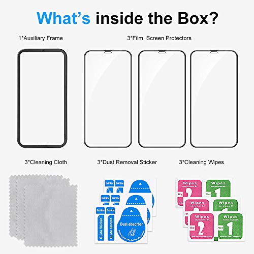 Migimi Vetro Temperato per iPhone 11 PRO, iPhone X/XS Pellicola Protettiva, [3 Pack] 9H Durezza Schermo [No Bolle] [Installazione Facile] Screen Protector per iPhone 11 PRO/iPhone X/XS (Nero)