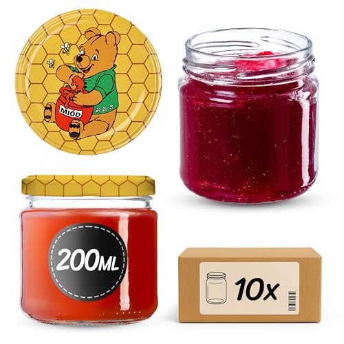 KADAX 10er Set Einmachgläser 200ml TO66, Marmeladengläser Vorratsgläser Mason Jar mit Schraubdeckel, Luftdicht & Spülmaschinenfest… – Ansicht 1