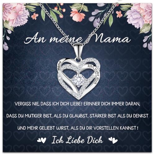 BOYATONG Geschenke für Mama, Herz Anhänger mit Gravur Mama Ich liebe dich, für Mama Geburtstagsgeschenk Geschenk Weihnachten, um Deiner Mutter Deine Liebe zu Zeigen