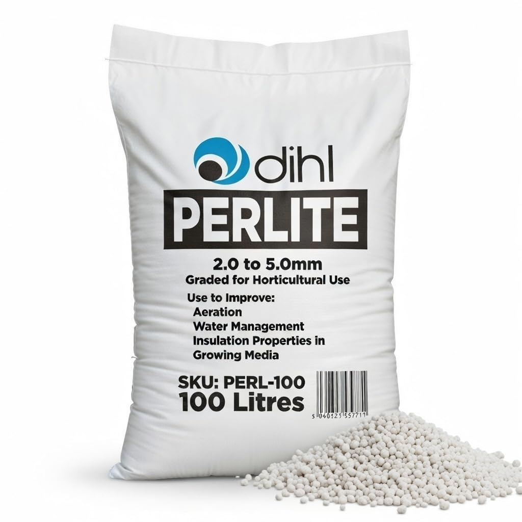 Dihl Perlite 100 Litre Bag, 2-5mm Premium Perlite for Soil, Coco & Hydroponics. Improves Aeration, Drainage & Prevents Compaction. Lightweight Growing Additive for Root Health & Propagation - 100L