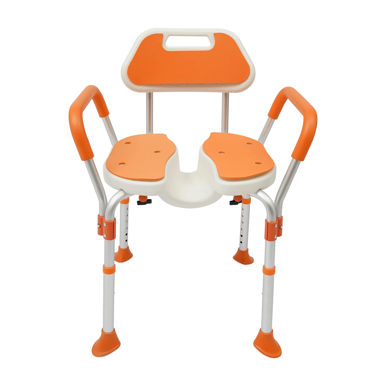 Shower Chair for Inside Shower, U-Shape Seat Heavy Duty Shower Chair for Elderly and Disabled, Height Adjustable Shower Chair with Backrest and Armrests, 275 lbs Capacity, for Bathroom, Bathtub