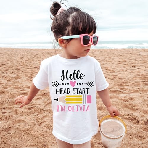 Hello Head Start Personalized Shirts For Girls - Custom Name Back To School Pencil Outfit - Cute Gift For First Day Of School Announcement - Natural Toddler & Youth T-Shirt4