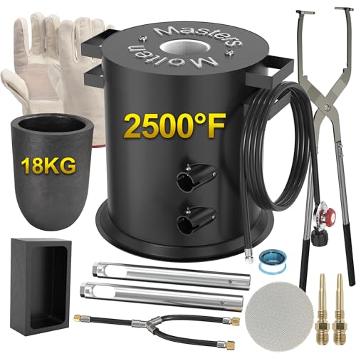 MMasters 18KG Propane Metal Smelting Furnace Kit with Gloves 2500 High-Efficiency Smelter Foundry for Gold Silver Copper and Aluminum Ideal for Jewelry Making & Metal Casting