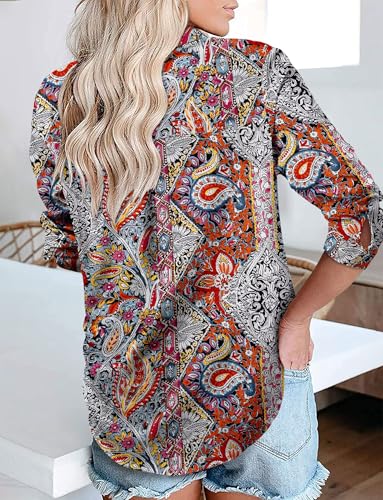 Image of Magritta Women's Shirts Fashion Casual Loose Fit Long Sleeve Button Down Lightweight Collared Blouse Tops
