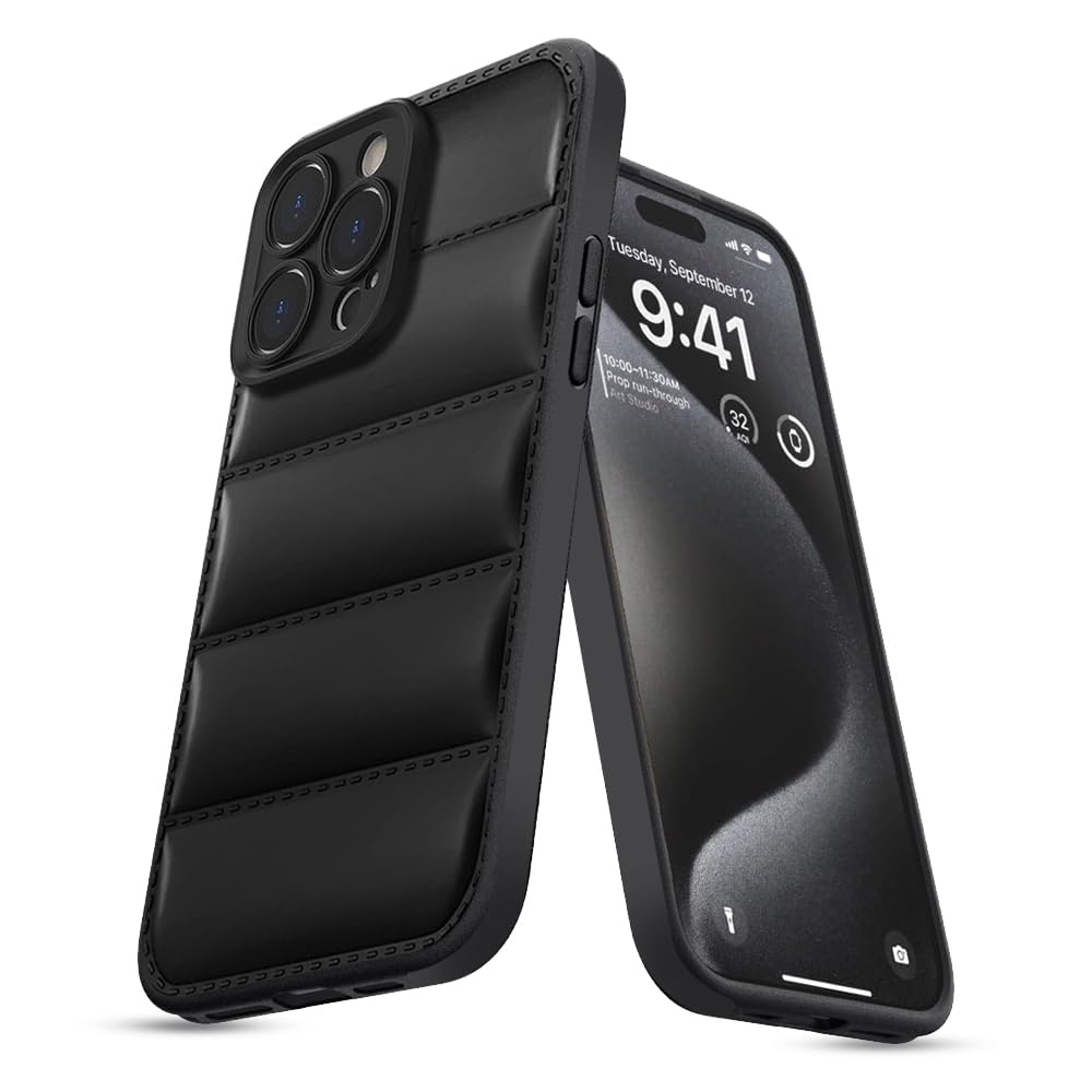 KARWAN® Puffer Edition Silicone Case Cover for iPhone 15 Pro | Scratch Resistance Mobile Cover, Camera Protection Case Compatible with Black (B0CVB6XT6G) Amazon Price History, Amazon Price Tracker