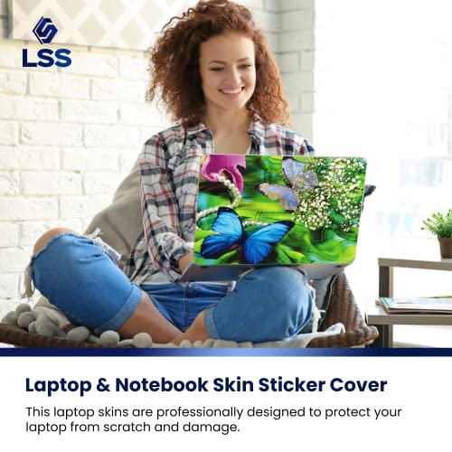 Image of LSS 15 15.6 Inches Laptop Notebook Skin Sticker with 2 Wrist Pads - Reusable Cover Protector Vinyl Sticker Cover Decal Fits 13 inch - 16 inch HP Asus Acer Samsung - Butterfly Floral Pattern