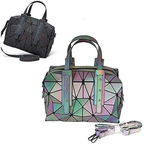 LIUNIAN Women Luminous HandBag Boston Bag Nightglowing Geometric Triangle Lingge Foldable Large Capacity Fashion Matte Colorful Fashion Crossbody Bag Shoulder Bag for Women (Colorful 2) Cover