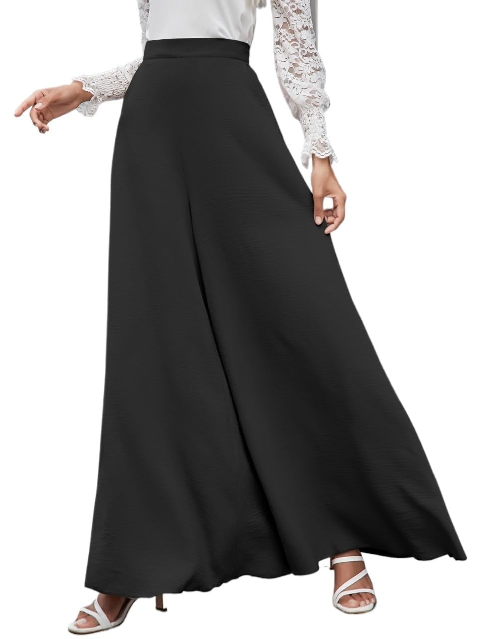 SECOLI Womens 2024 Casual Black Pants Slant Pockets Zipper Pants