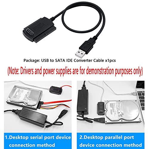 Image of ETZIN USB to SATA IDE Converter Cable Adapter USB 2.0 to 2.5 /3.5 /5.25in IDE and SATA Adapter Cable for Personal Computer, Laptop, DVD Player (1.8FT /Black) EPL-987HS