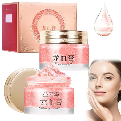 2 piezas Sangre de Dragón Crema Fácil, Sangre de Dragón Alisamiento de Arrugas, Retinol Placenta Crema de Sangre de Dragón, Crema Antiarrugas Firme para Mujeres Cuidado de la Piel para Tensar Alisar