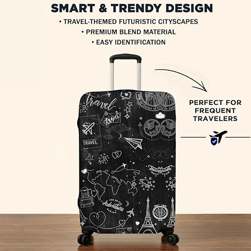 Image of Printed Luggage Cover for Traveling Bag & Suitcase - Stretchable & Scratchproof Trolley Protector with Velcro Lock & Lightweight Washable Material(Suitcase Not Included, Only Cover in Product)