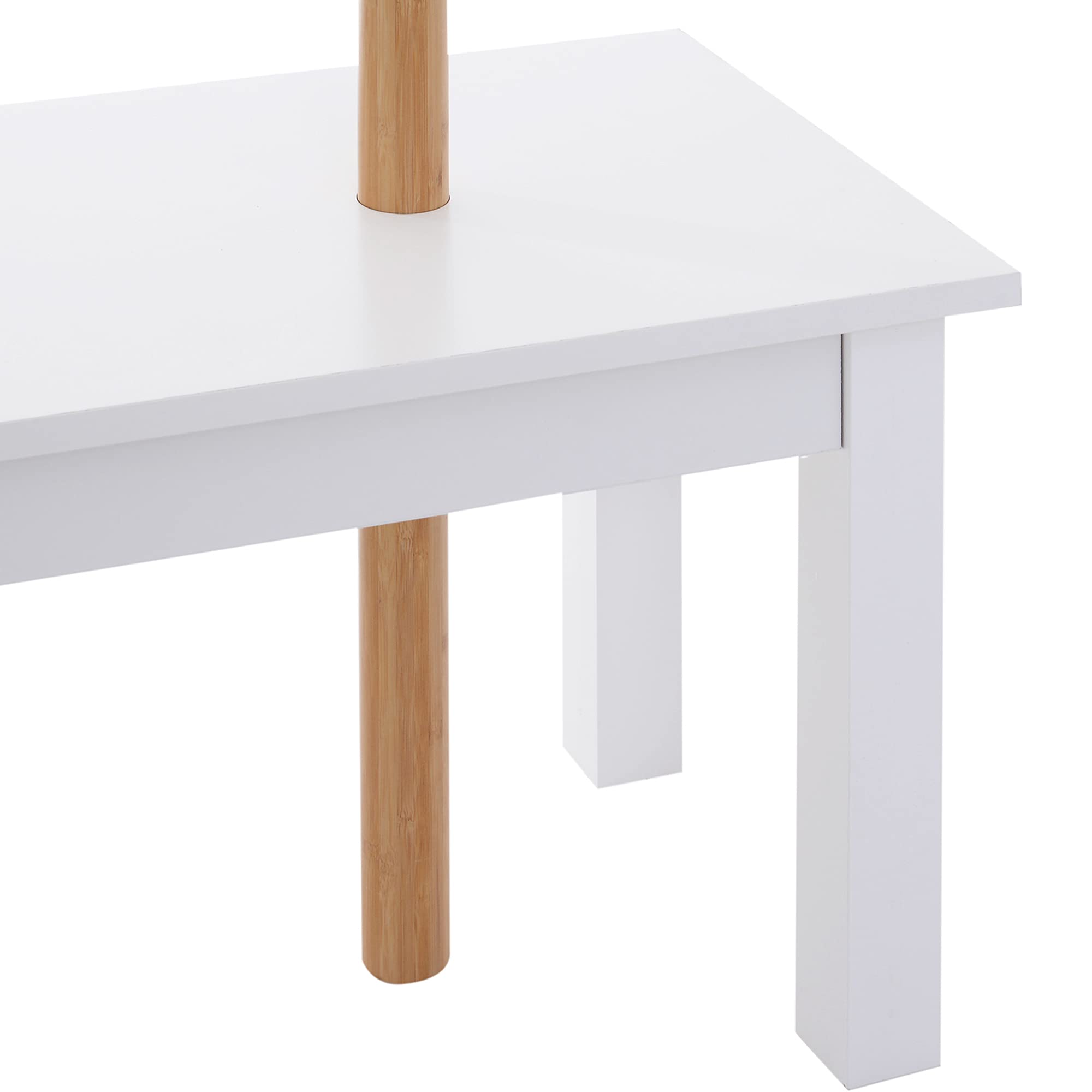 HOMCOM Panca con Appendiabiti da Ingresso, Attaccapanni da Terra in Bambù, Panca da Ingresso Bianca, Design, anche per Camera da Letto, 80x30x180cm, Bianco Legno