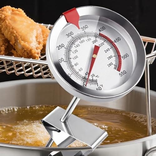 LatoYard for instant Read Deep Fry Thermometer Stainless Steel with Clip, Dual Scale 50-550°F Oil Temp Gauge for Frying Baking Candy(30cm) - Image 2