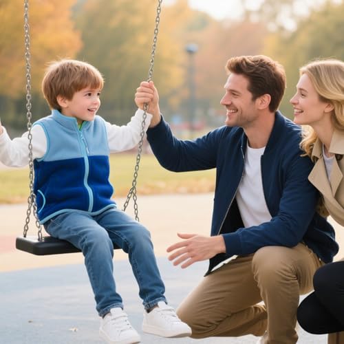 Boys Fleece Vest – Lightweight Sleeveless Jacket with Zipper, Soft Color-Block Kids Outerwear for Fall Winter Layering2