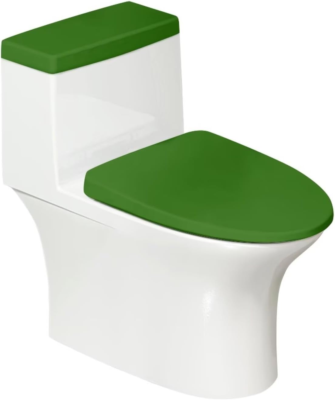 Green Toilet Tank Lid Cover and Toilet Seat Lid Cover 2 Pcs Set Toilet Covers with Elastic Cloth Fits Most Toilet Tanks & Lids