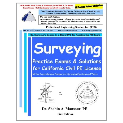 Surveying Practice Exams and Solutions for California Civil PE License