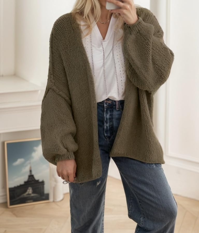 Women Chunky Sweater Y2k Oversized Knit Cardigans Long Sleeve Open Front Knit Sweaters Outwear 2026 Fall Winter Clothes - Image 2