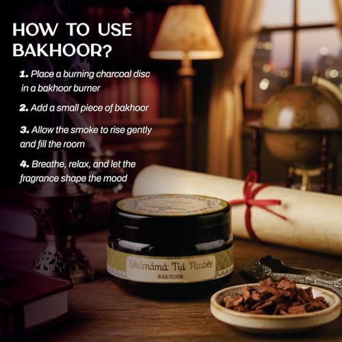 Image of Devdarshan Shamama Tul Amber Bakhoor (50g) Pack of 1| Premium Long-Lasting Oriental Aroma | Natural Resin for Home Fragrance, Meditation & Relaxation | Luxurious Scented Bakhoor