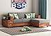 BSR Arts Solid sheesham Wood L Shape Sofa Set for Living Room Wooden Furniture Brown Finish