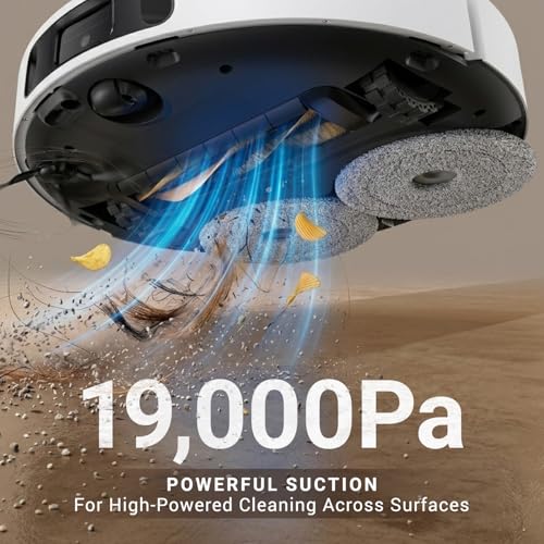 Image of Mova E40 Ultra Robot Vacuum Cleaner with Mop Function & Auto Empty, 19,000 Pa Suction, MaxiReach Mop T, Tangle-Free Side Brush, 80ml Water Tank, All-in-One Station for 75 Days Cleaning, White