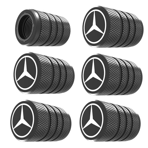 WEDNBR 6pc Aluminum tire Valve caps with Plastic Lining, Corrosion-Resistant for Mercedes Benz A C E S Class Series GLK CLA GLA GLC GLE CLS SLK AMG Series
