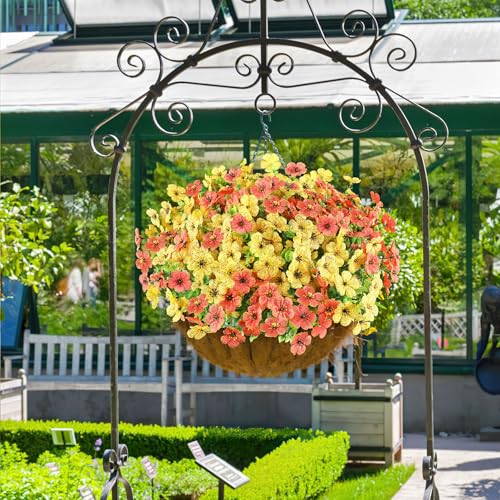Image of AmyHomie 16 PCS Artificial Fall Flowers for Outdoors, Orange Fake Mums