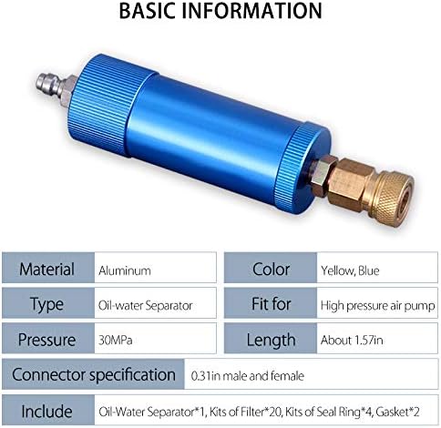 Creation Core High Pressure PCP Hand Pump Air Filter Water-Oil Sparator with Female and Male Quick Connect for High Pressure Air Compressor Pump 30Mpa Blue - Image 2